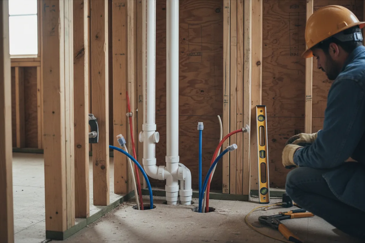 Drain and supply rough-in during Sump Pump Repair in Maitland
