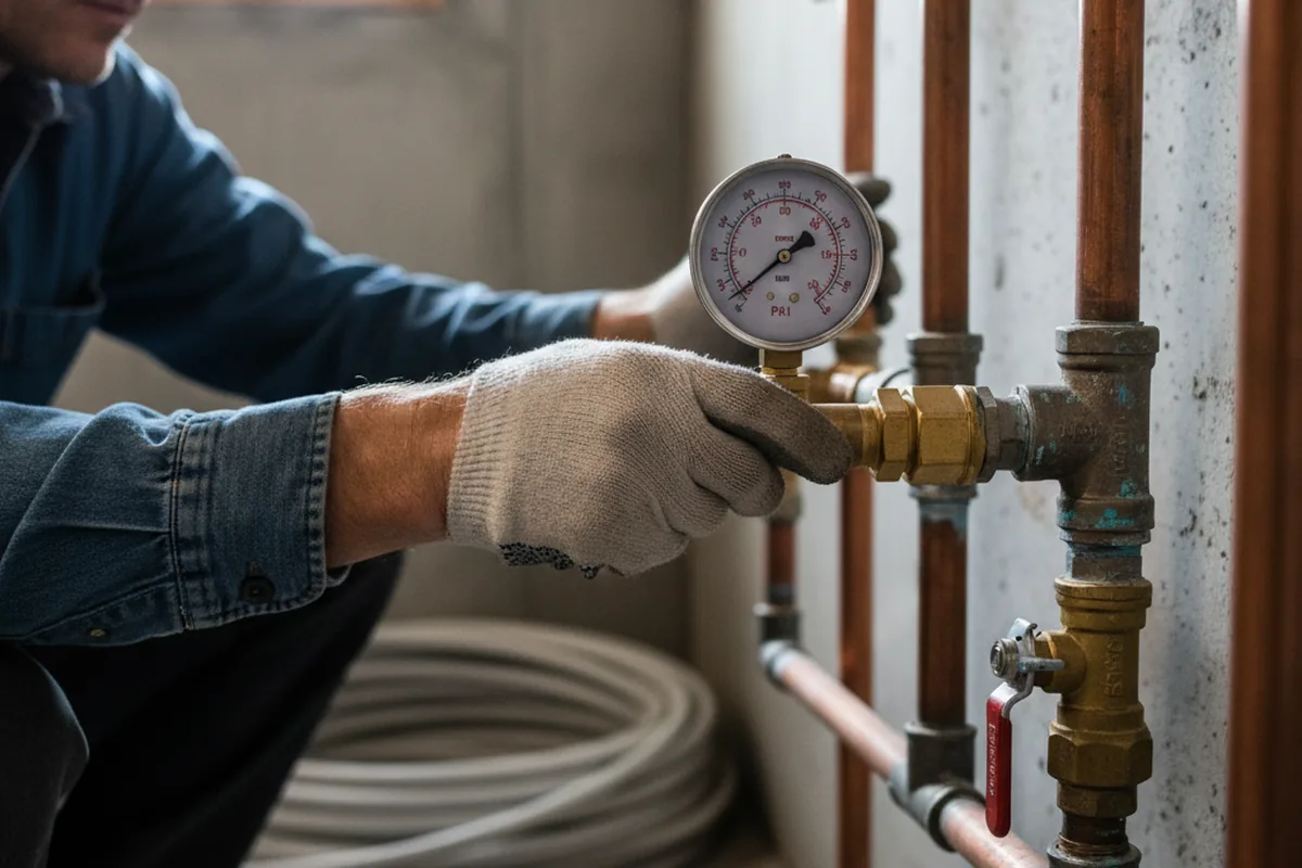Pressure testing a repaired line during Water Line Repair in Maitland